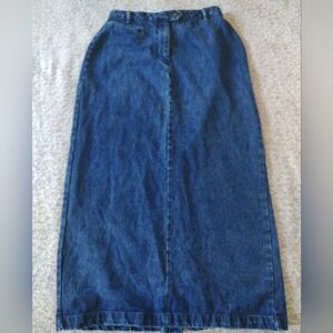 Mountain Lake Classic High-Waist Dark Blue Denim Maxi Skirt 100% Cotton 12